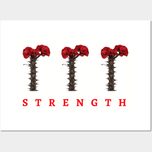 Triple Red Flowers Strength Posters and Art